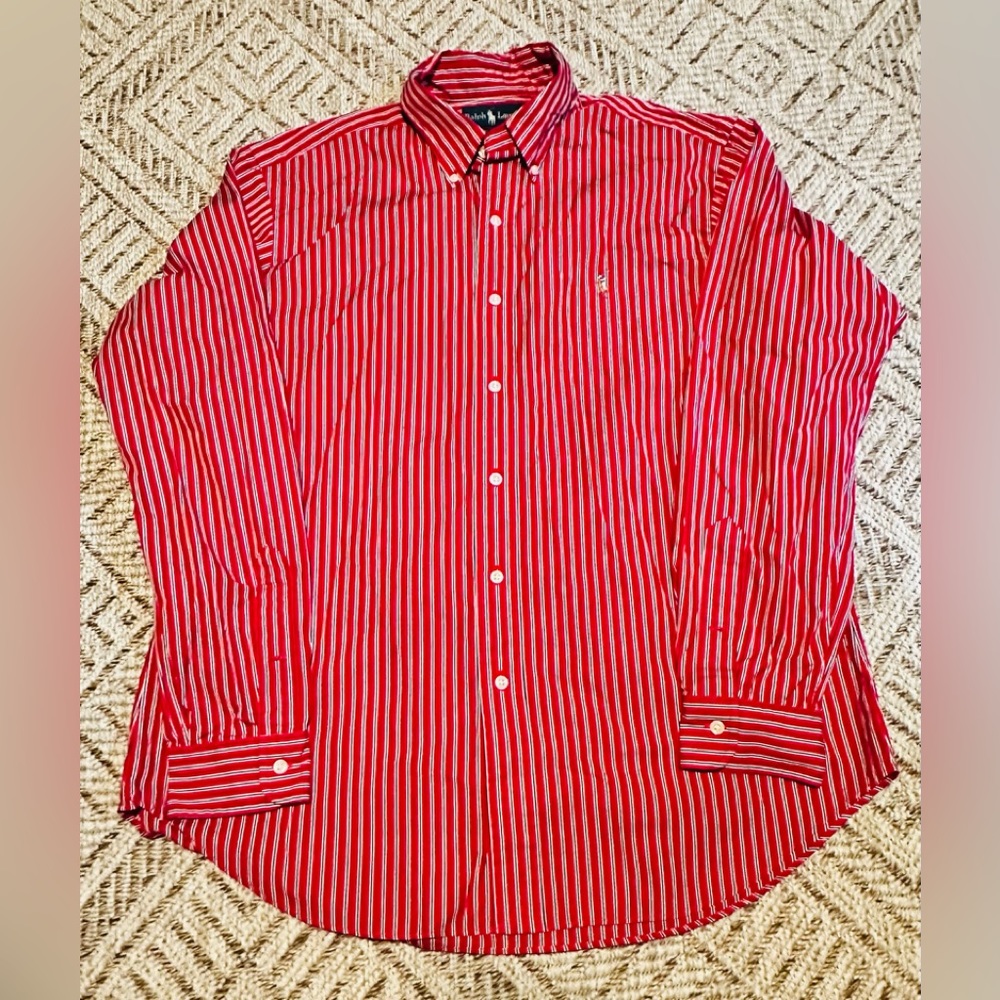 Men’s Ralph Lauren Classic Fit Shirt Red/ Blk/ White